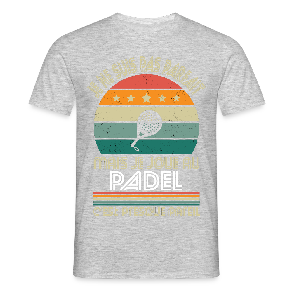 T-shirt Homme - Je ne suis pas parfait mais je joue au Padel - gris chiné
