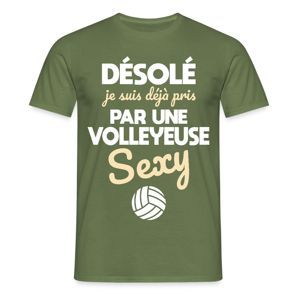 T-shirt Homme - Je suis pris par une volleyeuse sexy - vert militaire