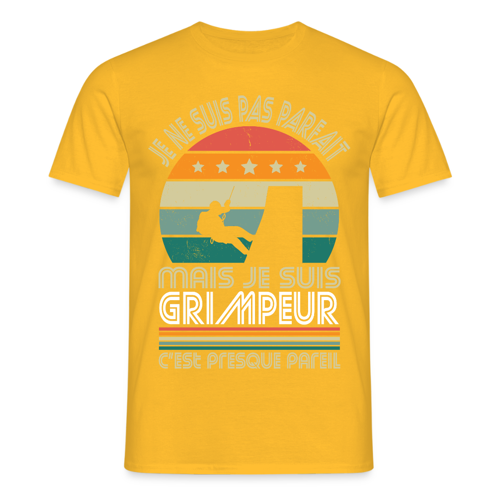 T-shirt Homme - Je ne suis pas parfait mais je suis Grimpeur - jaune