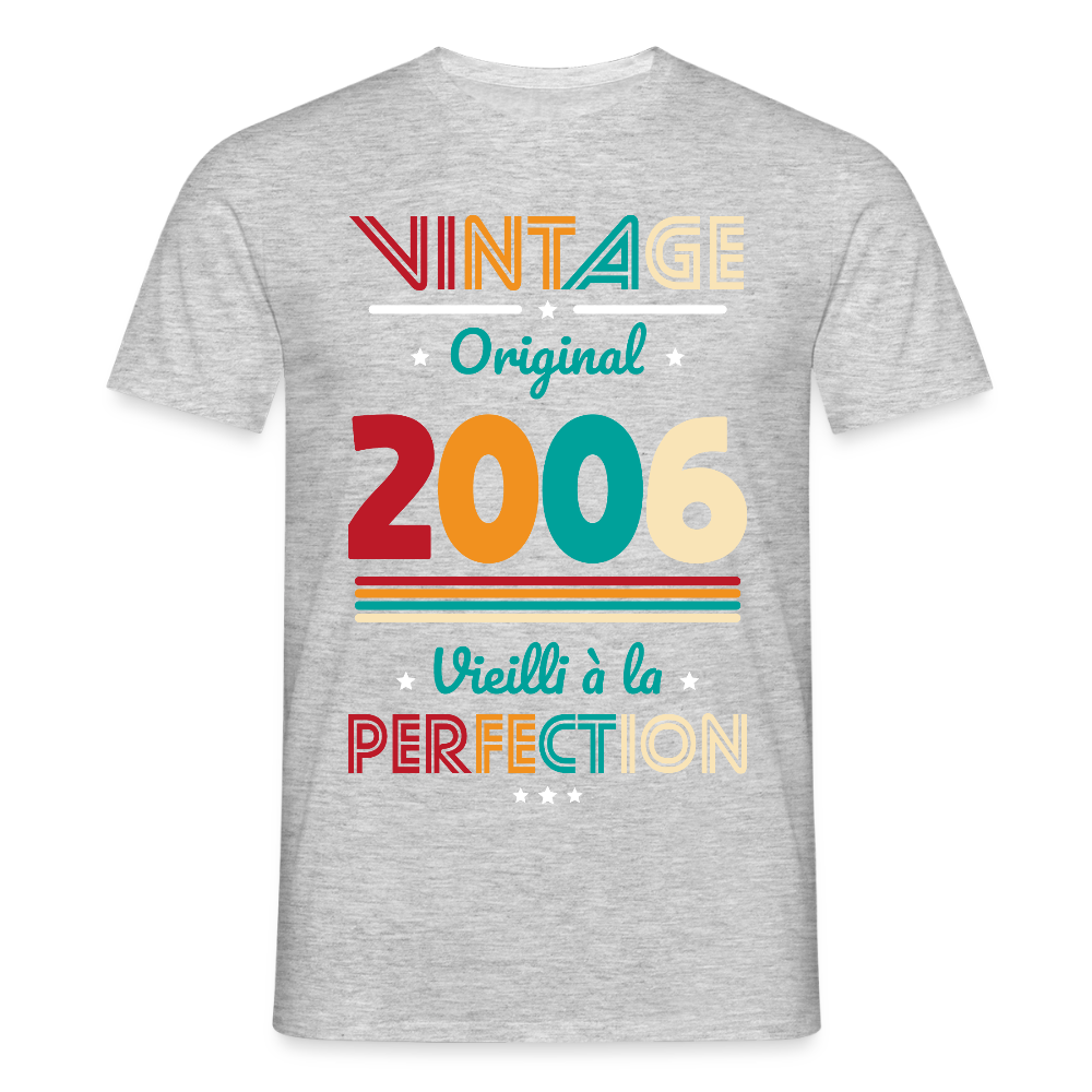 T-shirt Homme - Anniversaire 19 Ans - Vintage Original 2006 - gris chiné