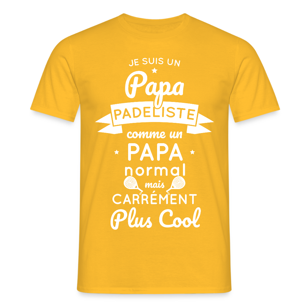 T-shirt Homme - Papa Padeliste Plus Cool - jaune