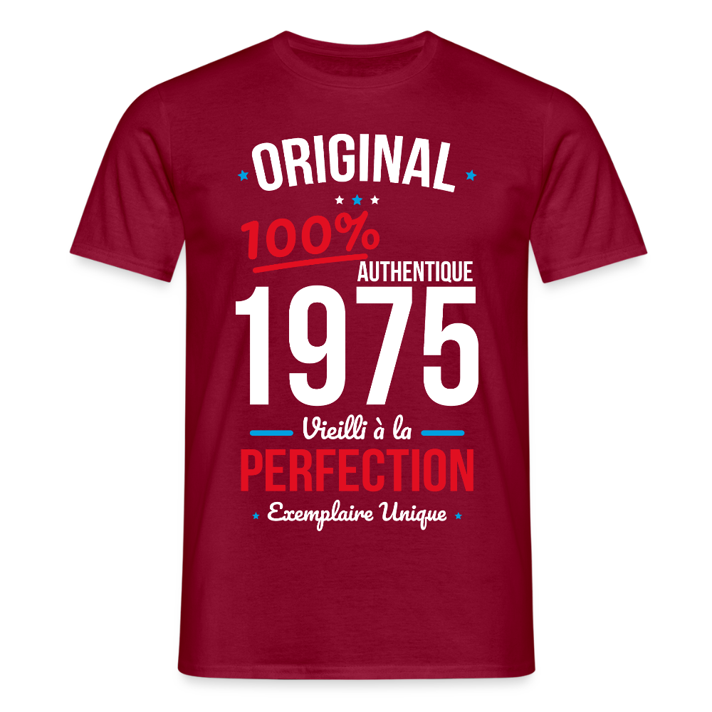 T-shirt Homme - Anniversaire 50 Ans - Original 1975 - rouge brique
