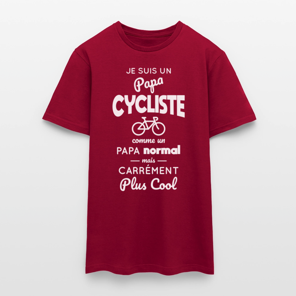 T-shirt Homme - Papa cycliste plus cool - rouge brique