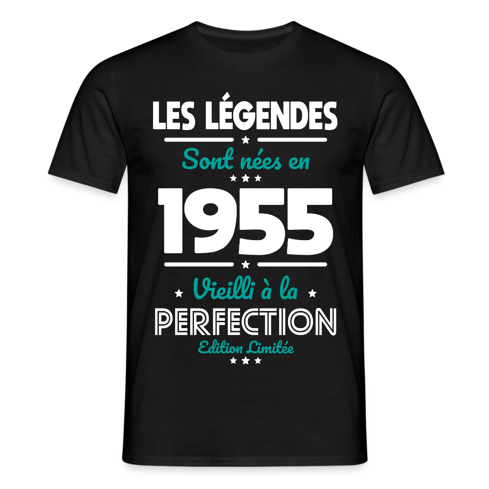 T-shirt Homme - Anniversaire 70 Ans - Les Légendes sont nées en 1955 - noir