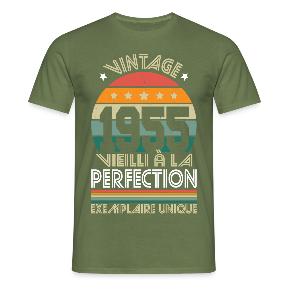 T-shirt Homme - Anniversaire 70 Ans - Vintage 1955 - vert militaire