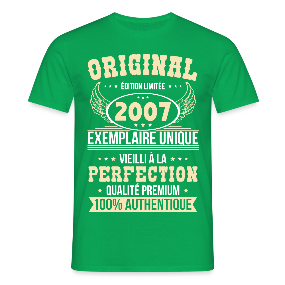 T-shirt Homme - Anniversaire 18 Ans - Original 2007 - vert