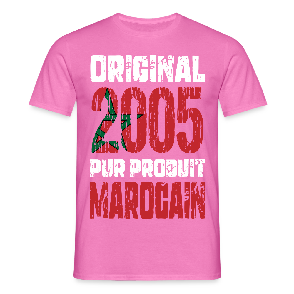 T-shirt Homme - Anniversaire 20 Ans - Original 2005 - Pur produit Marocain - rose