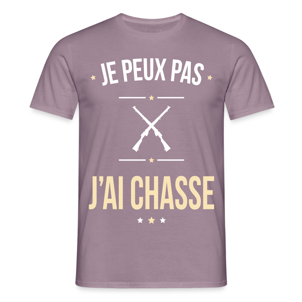 T-shirt Homme - Je peux pas j'ai Chasse - mauve gris