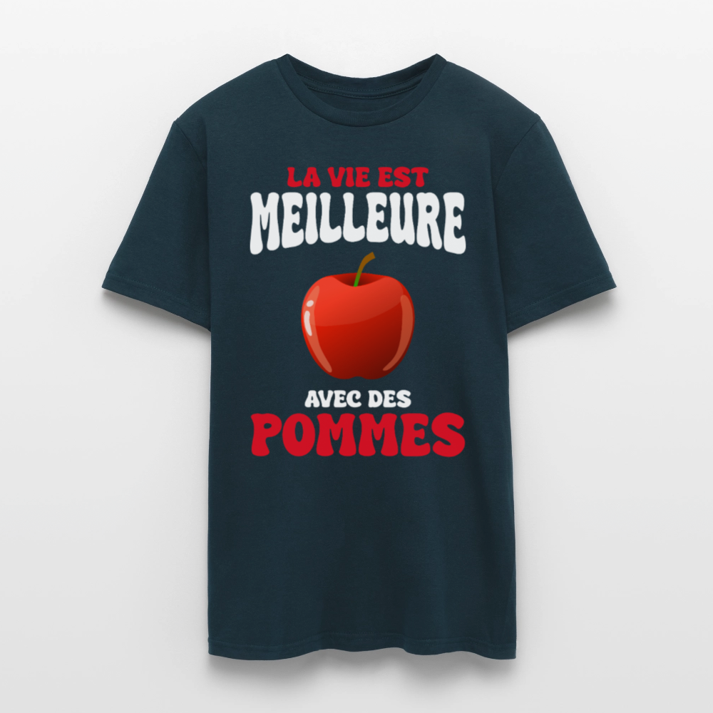 T-shirt Homme - La vie est meilleure avec des pommes - marine