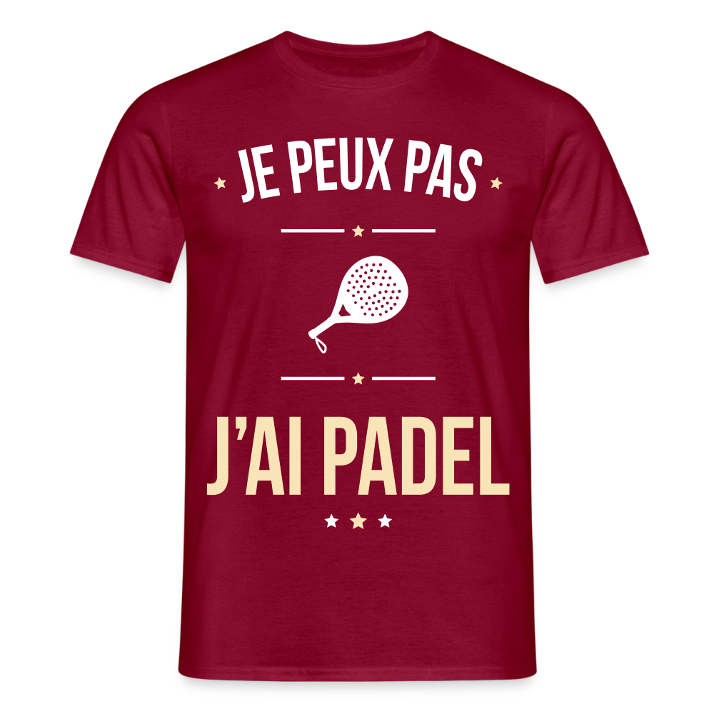 T-shirt Homme - Je peux pas j'ai Padel - rouge brique