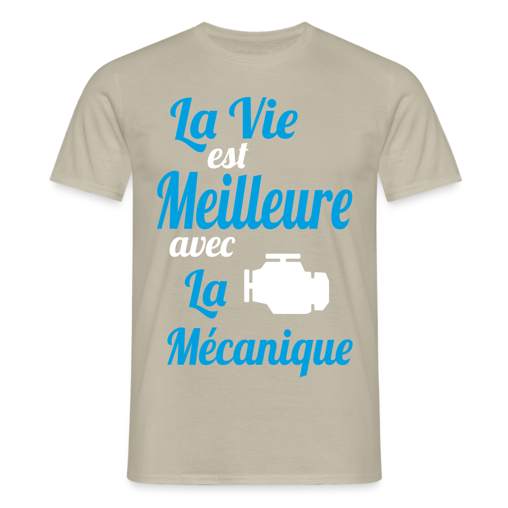 T-shirt Homme - La vie est meilleure avec la Mécanique - beige sable