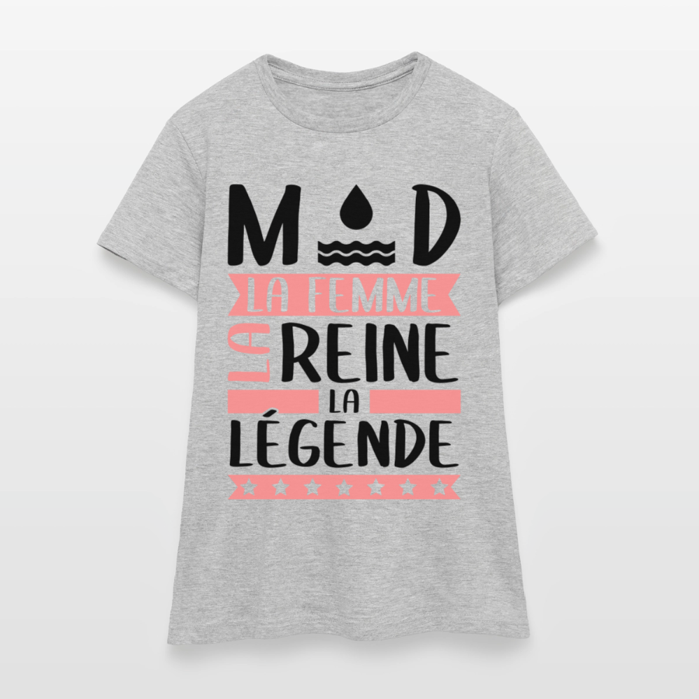 T-shirt femme coloris clair Maud rébus – La femme, la reine, la légende - gris chiné