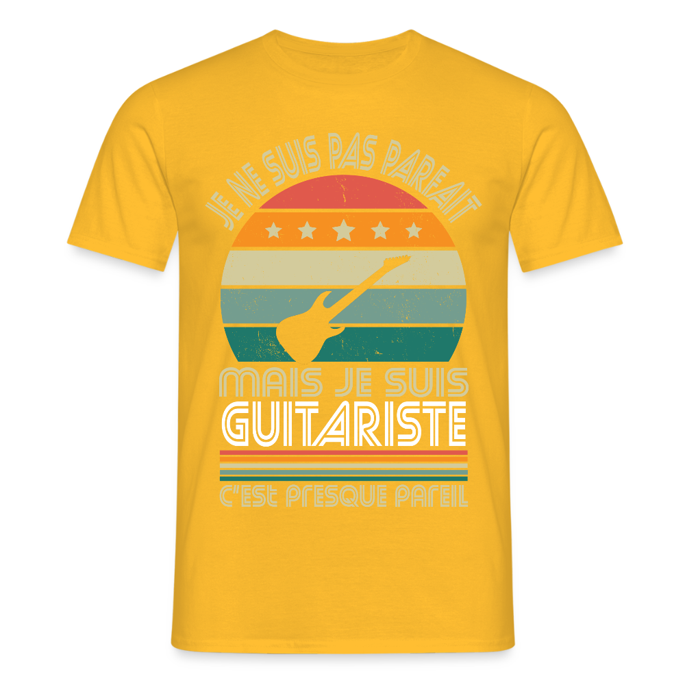 T-shirt Homme - Je ne suis pas parfait mais je suis Guitariste - jaune