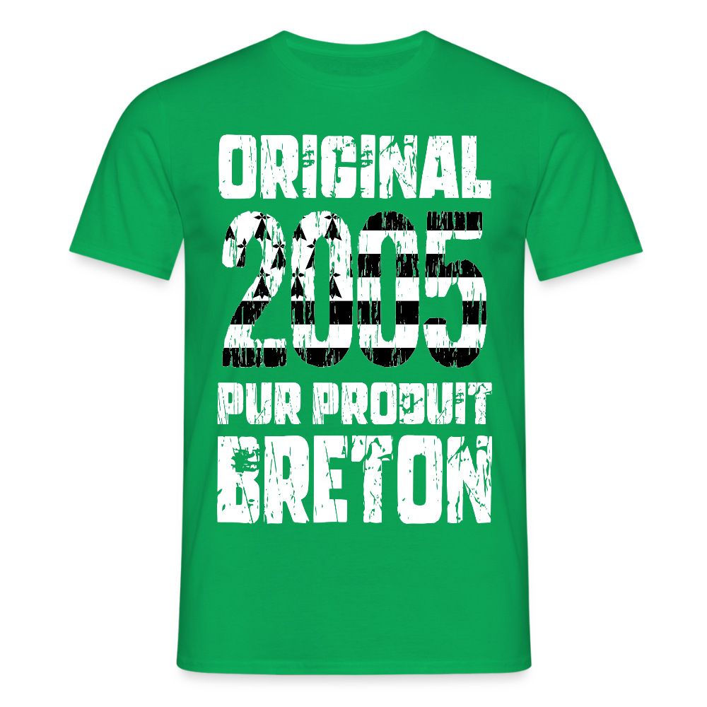 T-shirt Homme - Anniversaire 20 Ans - Original 2005 - Pur produit Breton - vert