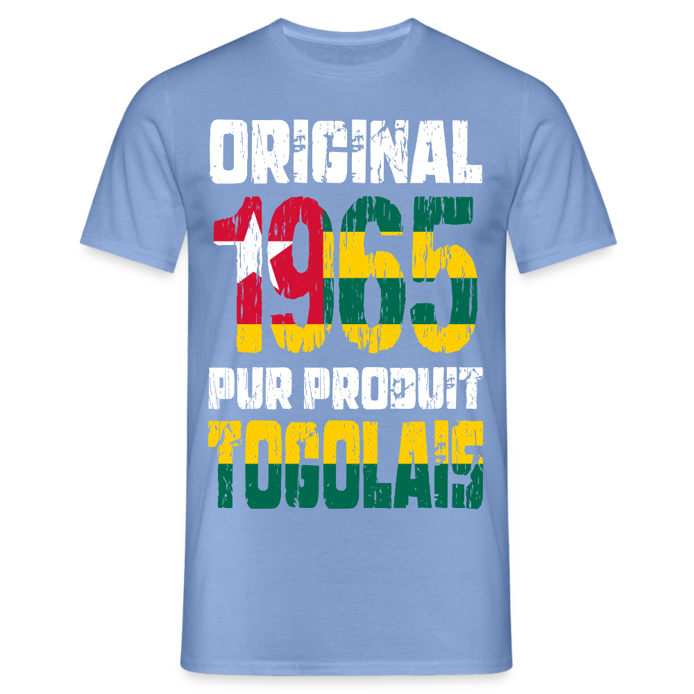 T-shirt Homme - Anniversaire 60 Ans - Original 1965 - Pur produit Togolais - carolina blue