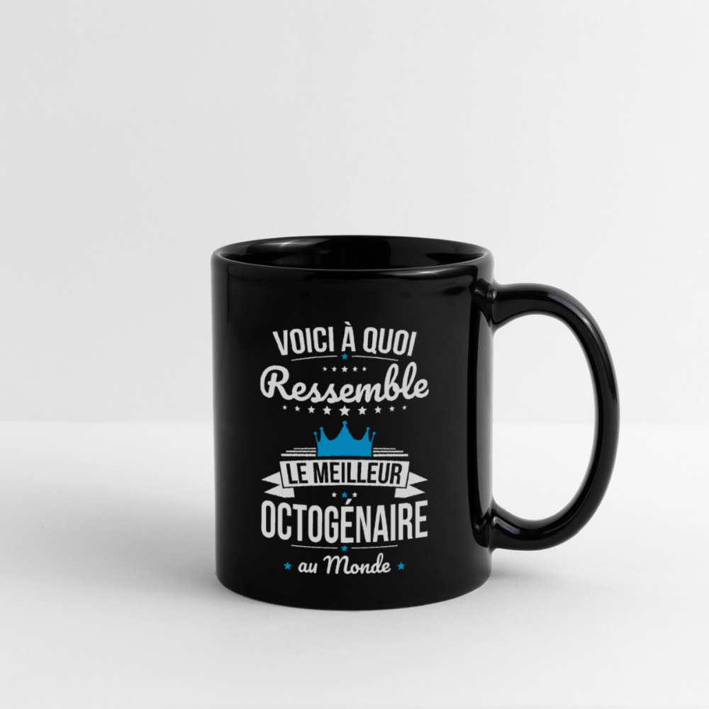 Mug uni Anniversaire Homme – Le Meilleur Octogénaire au Monde - noir