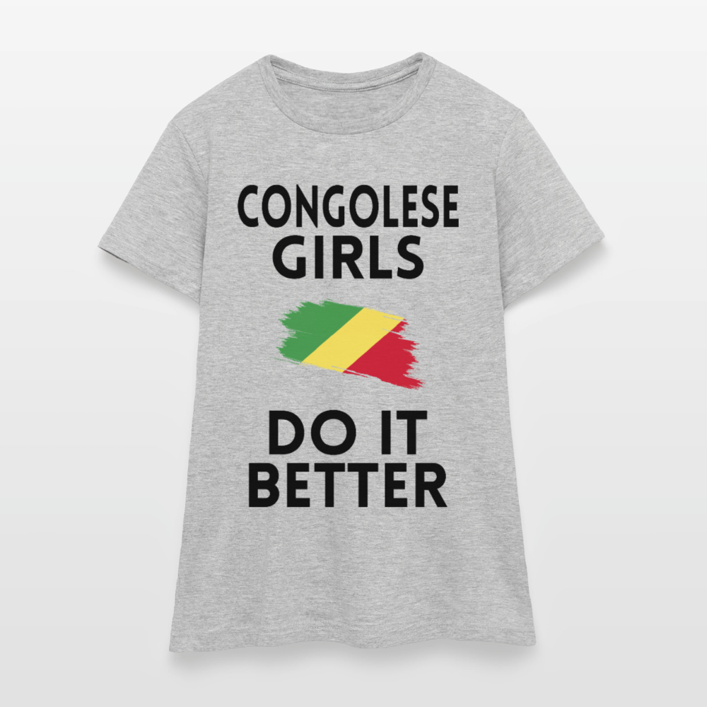 T-shirt femme coloris clair - Congolese Girls Do It Better - gris chiné