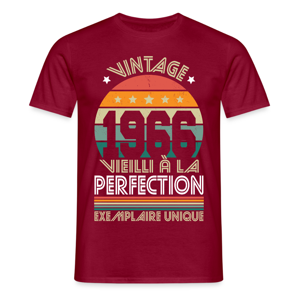 T-shirt anniversaire homme 60 ans – Vintage 1966 - Exemplaire unique - rouge brique