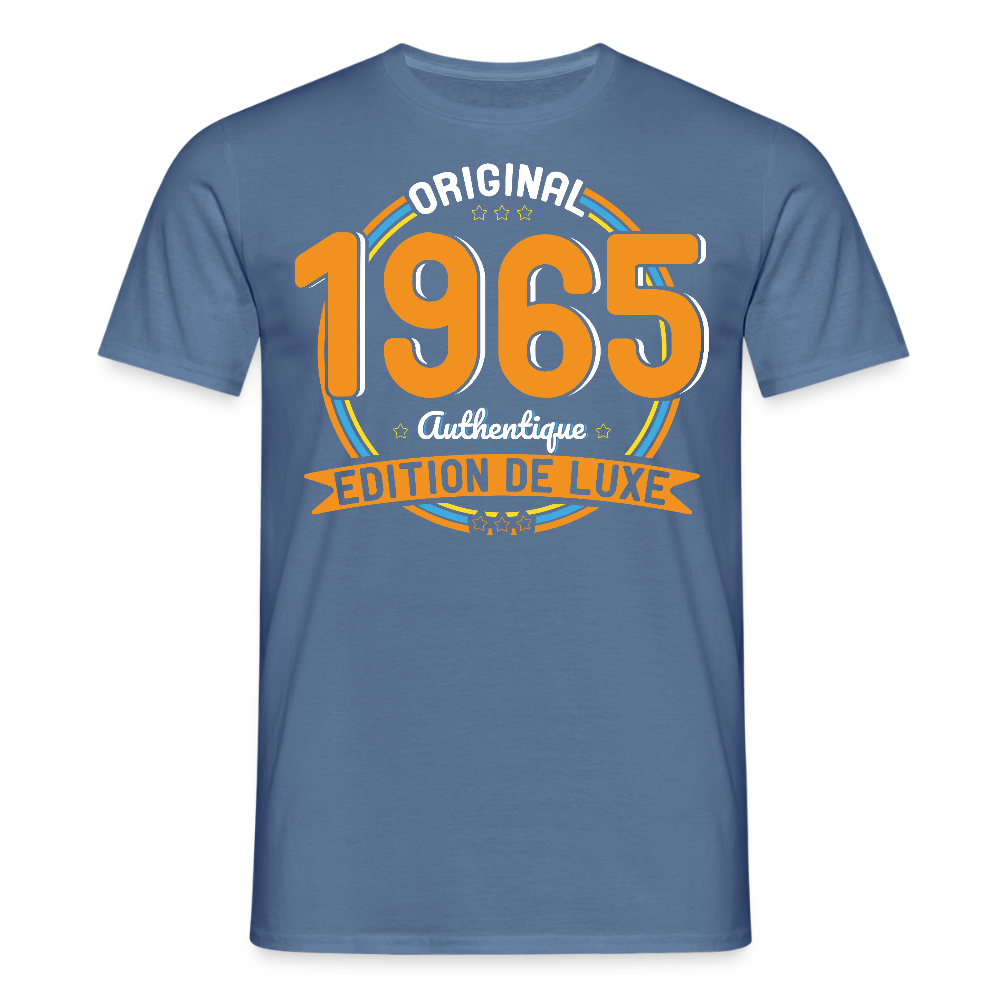 T-shirt Homme - Anniversaire 60 Ans - Original 1965 Authentique - bleu pigeon