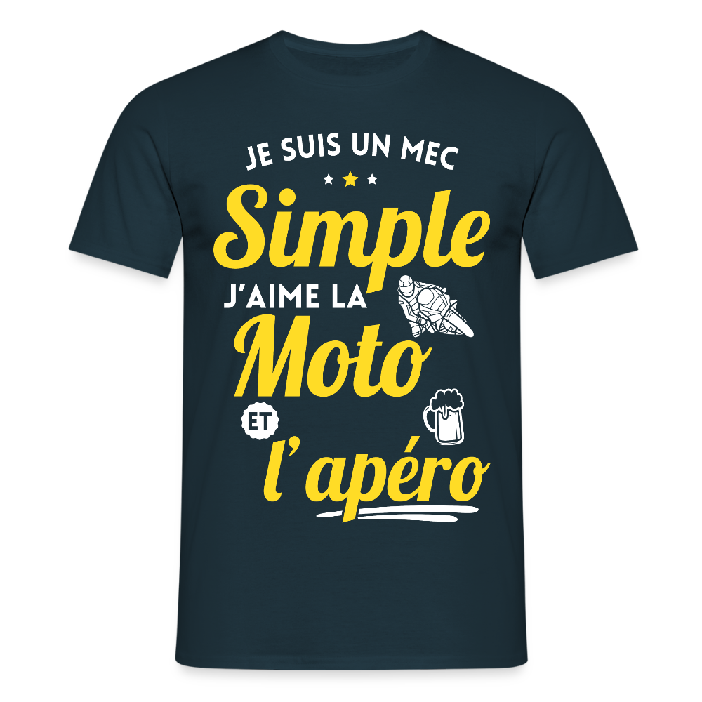 T-shirt Homme - J'aime la moto et l'apéro - marine