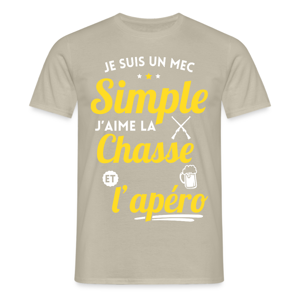 T-shirt Homme - J'aime la chasse et l'apéro - beige sable