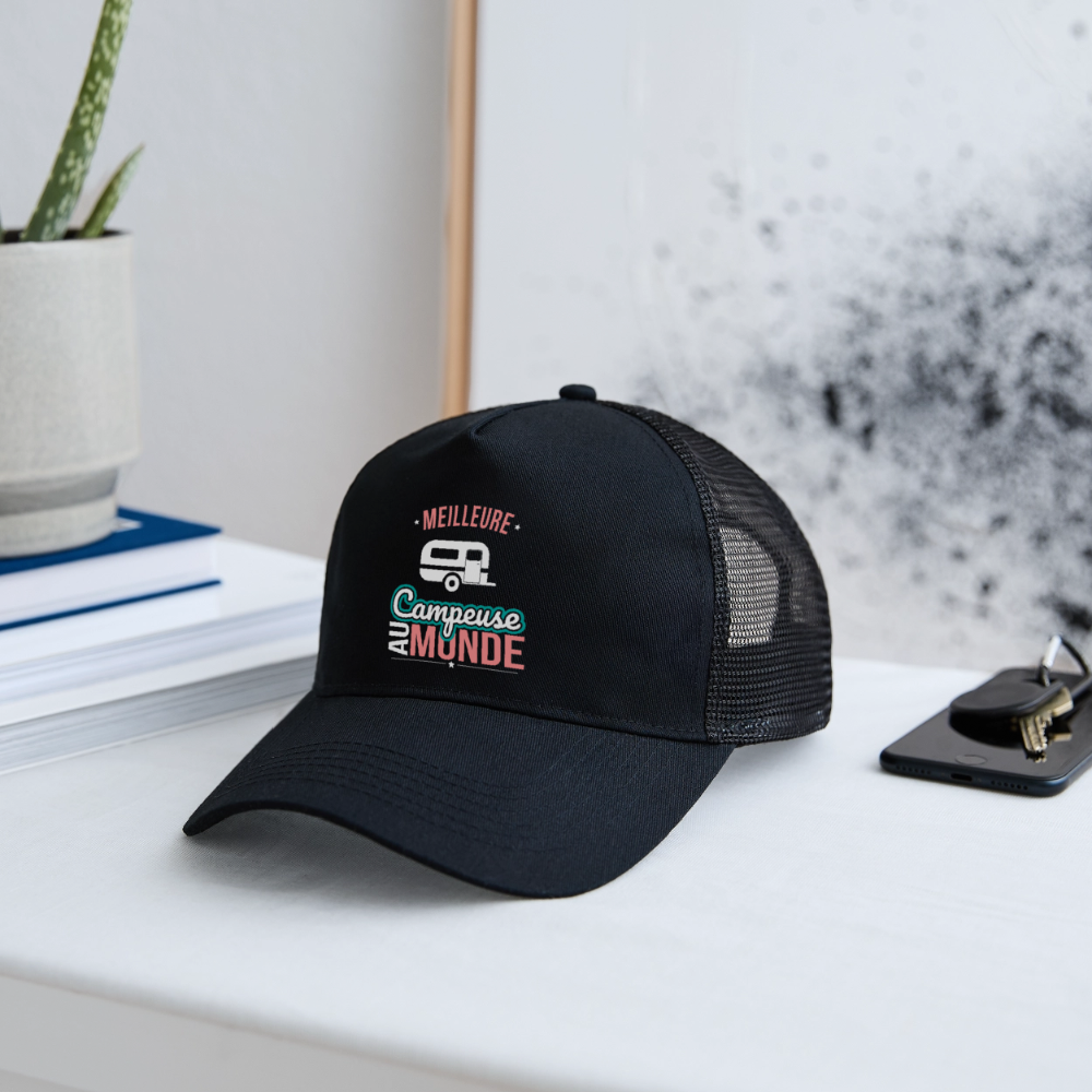 Casquette Trucker - Meilleure campeuse au monde - noir/noir
