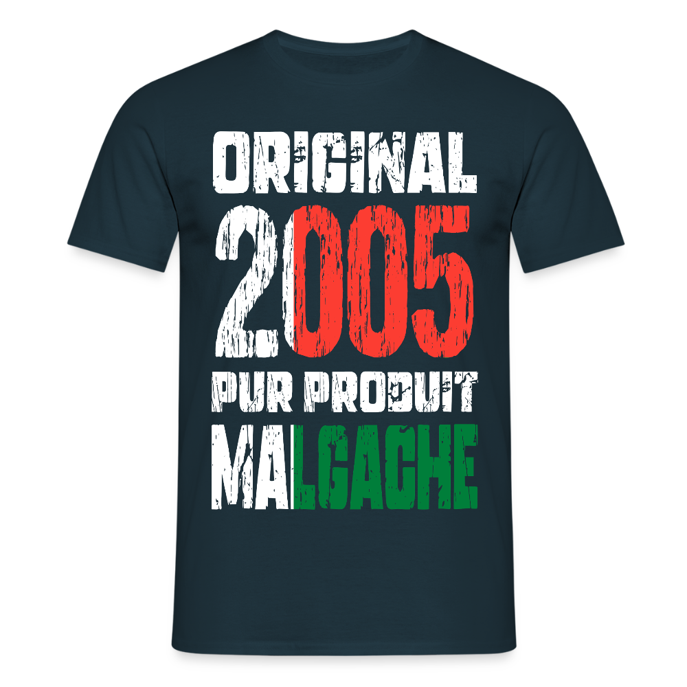 T-shirt Homme - Anniversaire 20 Ans - Original 2005 - Pur produit Malgache - marine