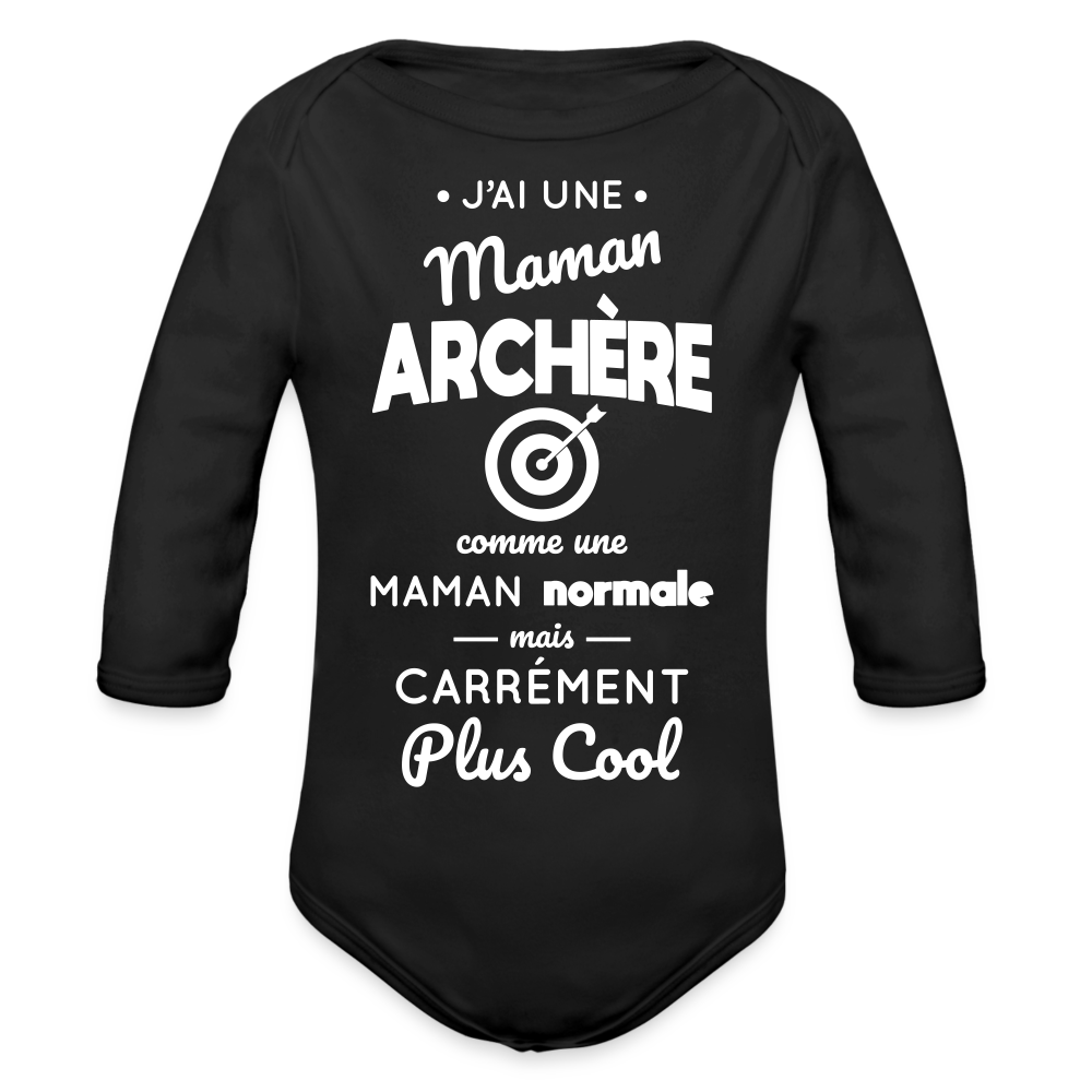 Body Bébé bio manches longues - J'ai une maman archère - noir