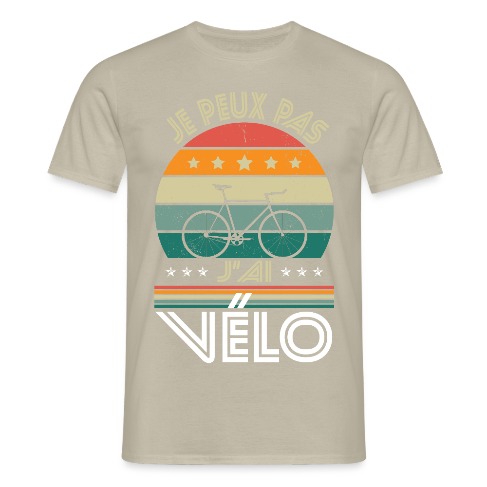 T-shirt Homme - Je peux pas j'ai Vélo - beige sable