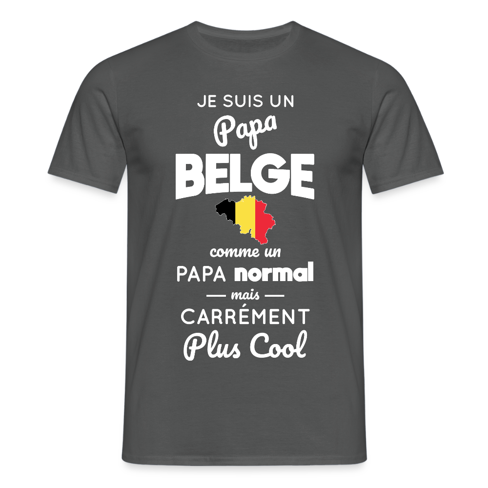 T-shirt Homme - Papa Belge Plus Cool - charbon