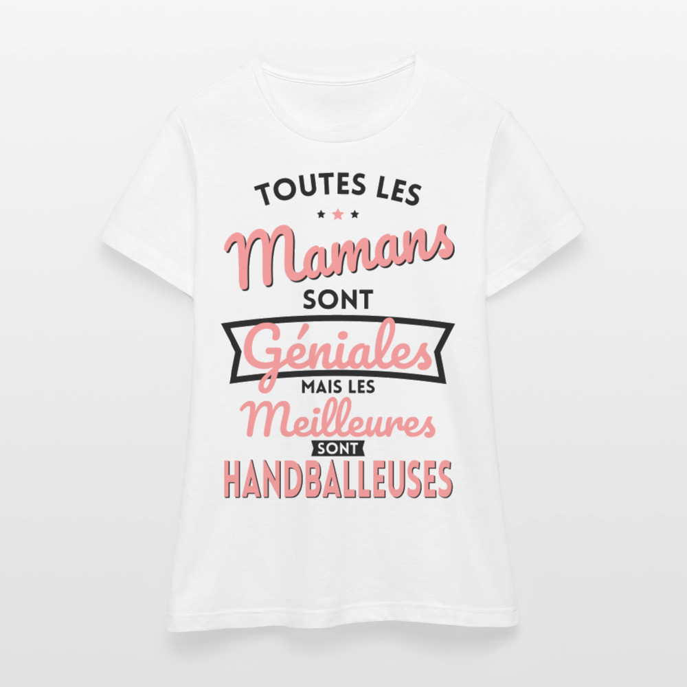 T-shirt Femme - Mamans géniales - Les meilleures sont handballeuses - blanc