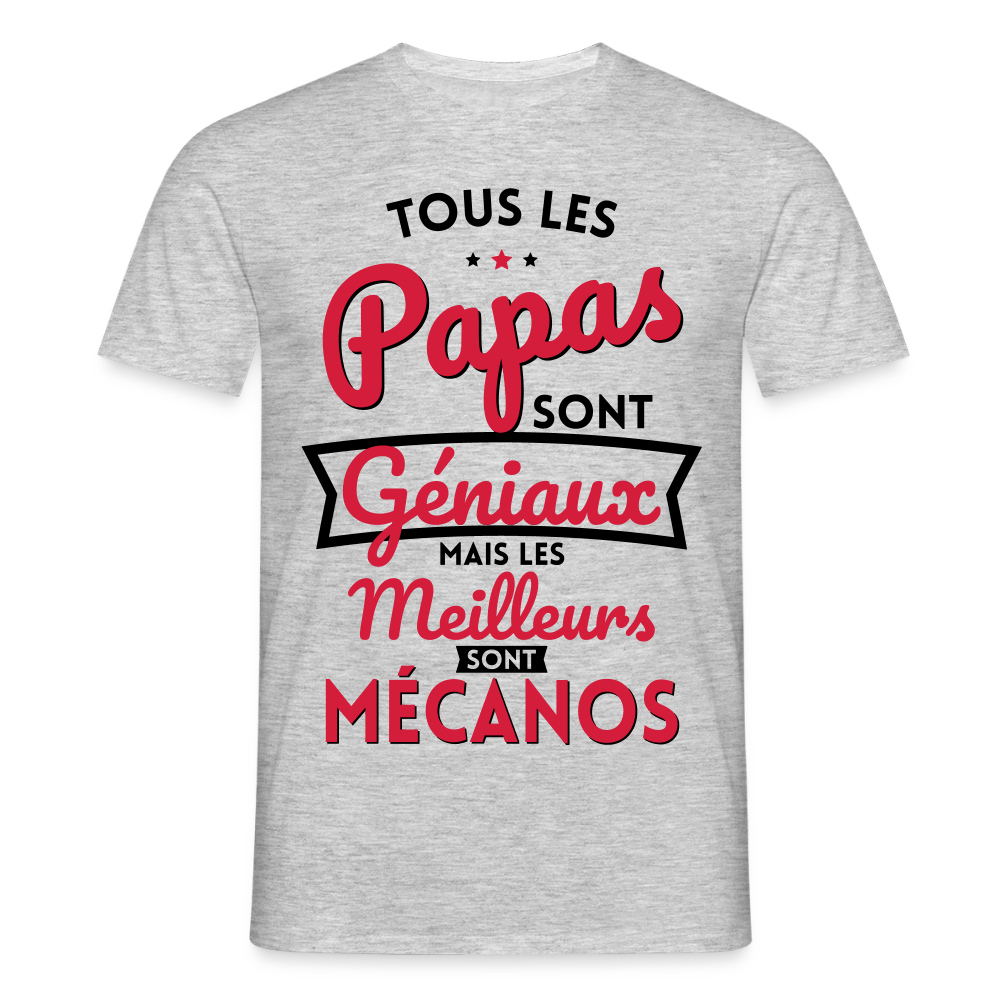 T-shirt Homme - Papas géniaux - Les meilleurs sont mécanos - gris chiné