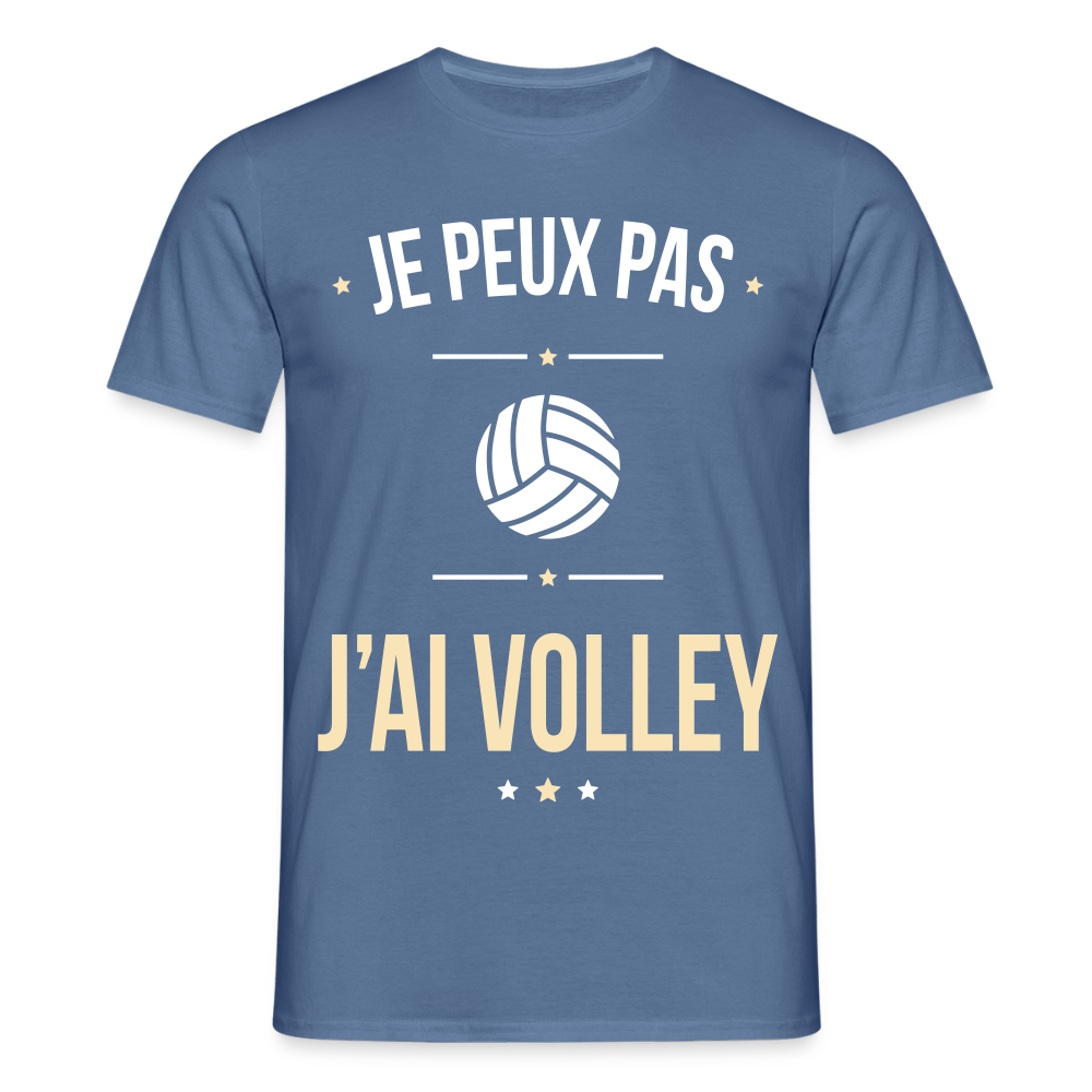 T-shirt Homme - Je peux pas j'ai Volley - bleu pigeon