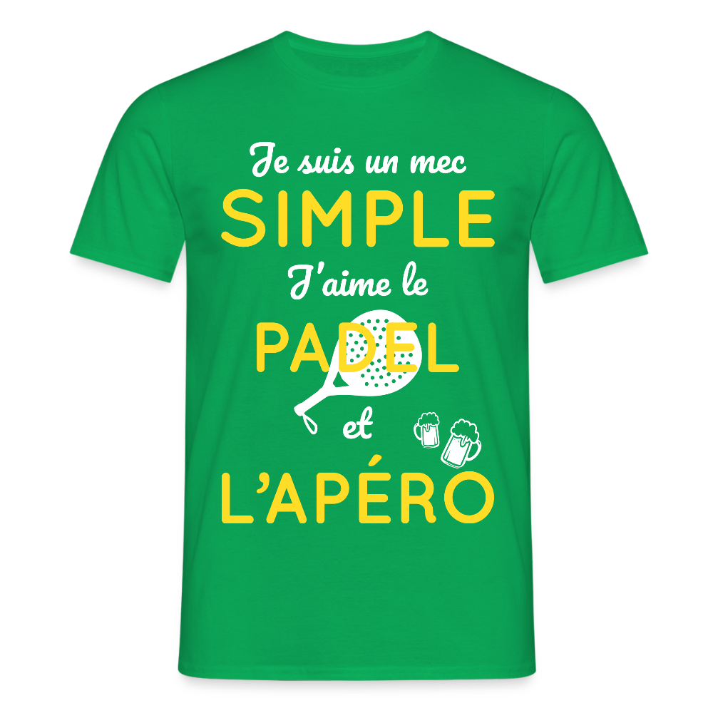 T-shirt Homme - Mec simple J'aime le Padel et L'apéro - vert