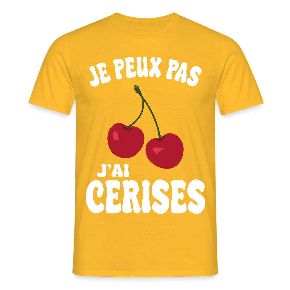 T-shirt Homme - Je peux pas j'ai cerises - jaune