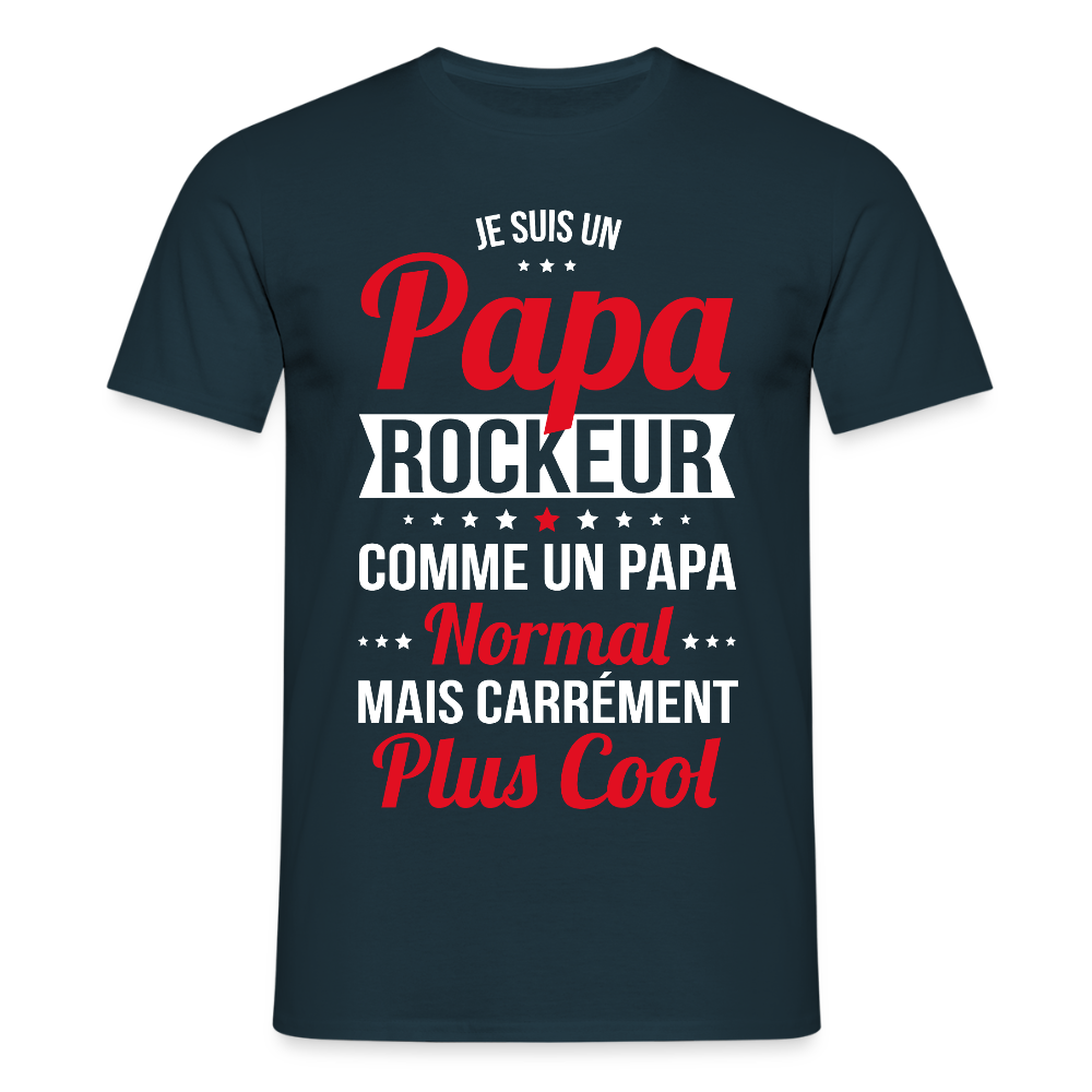 T-shirt Homme - Papa rockeur plus cool - marine