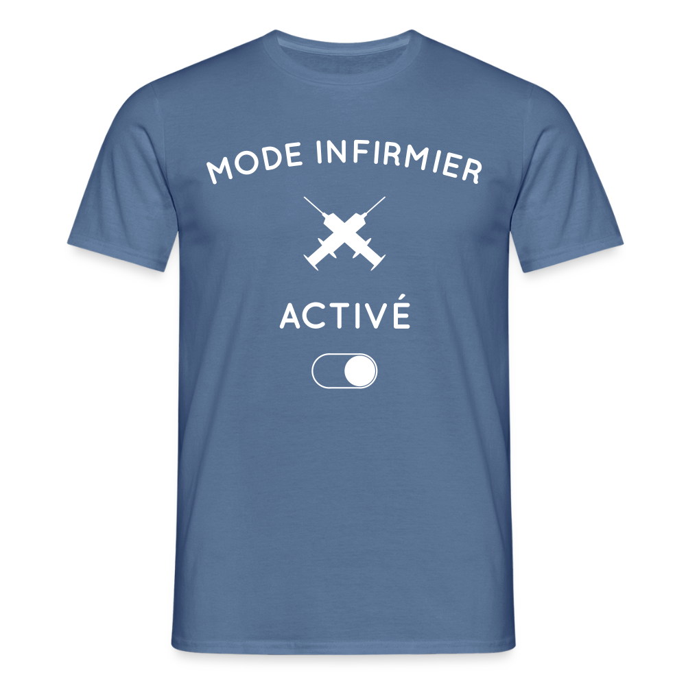 T-shirt Homme - Mode infirmier activé - bleu pigeon