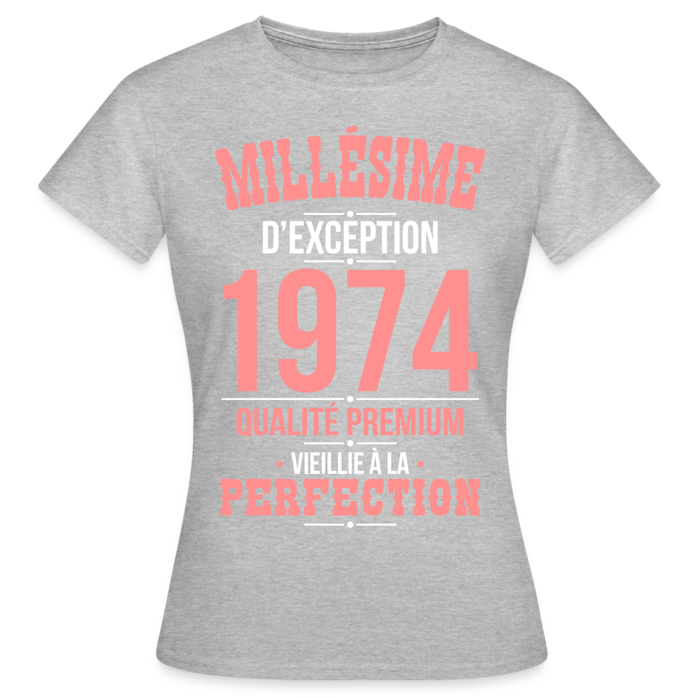 T-shirt Femme - Anniversaire 51 Ans - Millésime 1974 - gris chiné