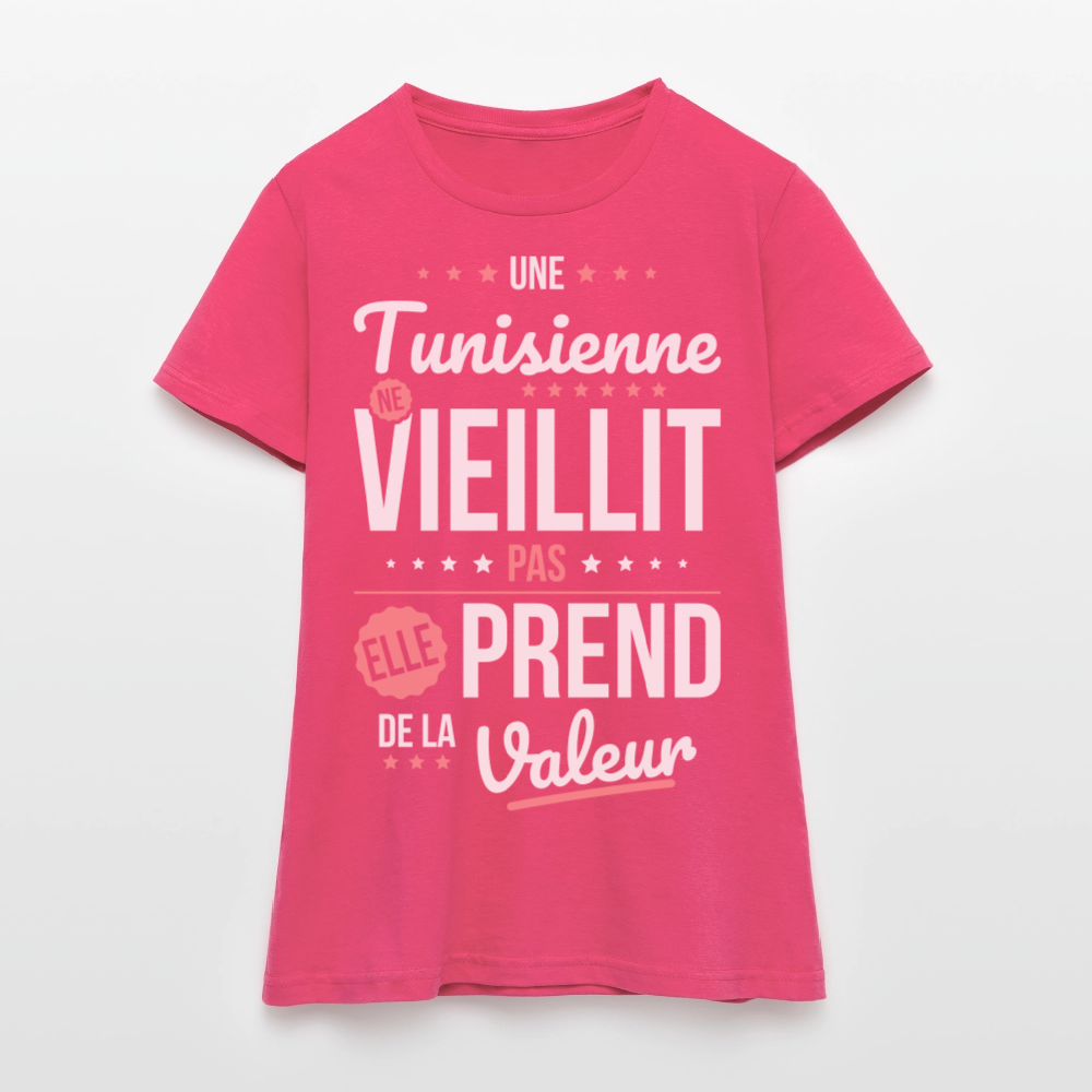 T-shirt Femme - Une Tunisienne ne vieillit pas - rose azalée