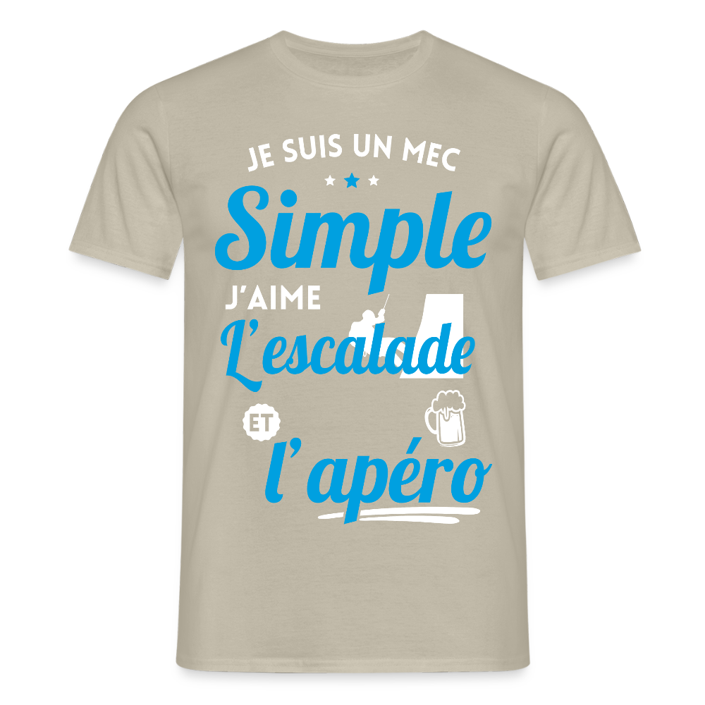 T-shirt Homme - J'aime l'escalade et l'apéro - beige sable