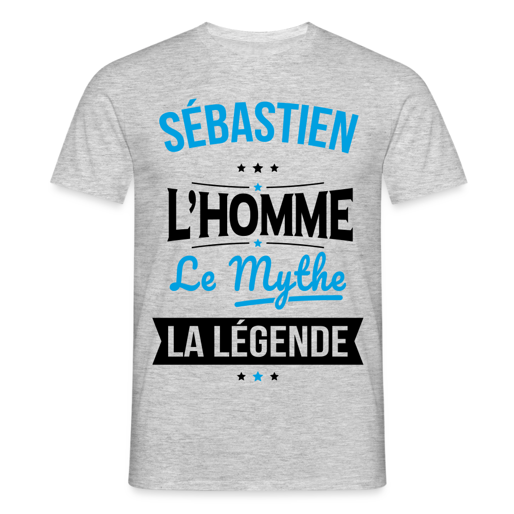 T-shirt Homme - Sébastien - l'Homme - le Mythe - la Légende - gris chiné
