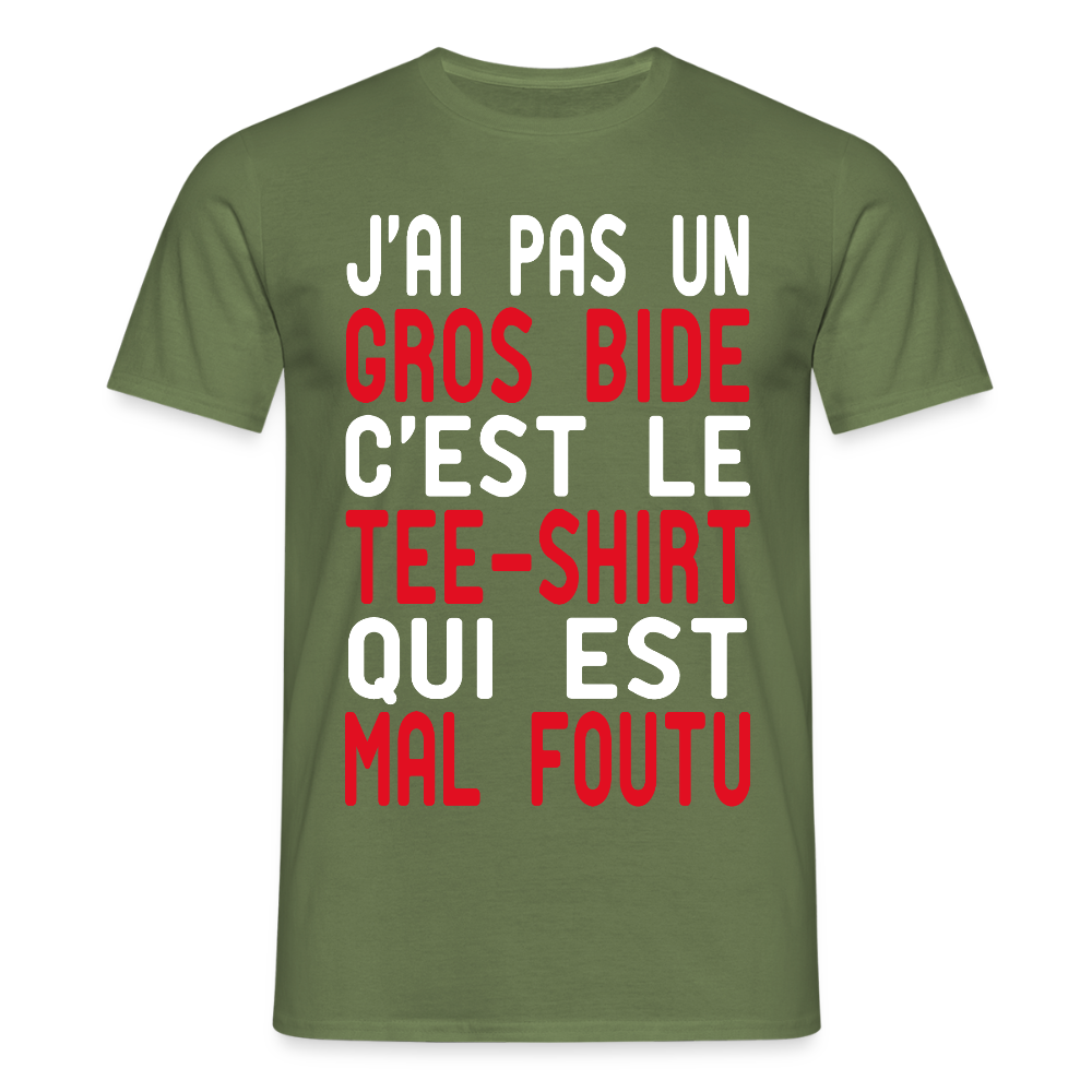 T-shirt Homme - J'ai pas un gros bide - Cadeau Humour - vert militaire
