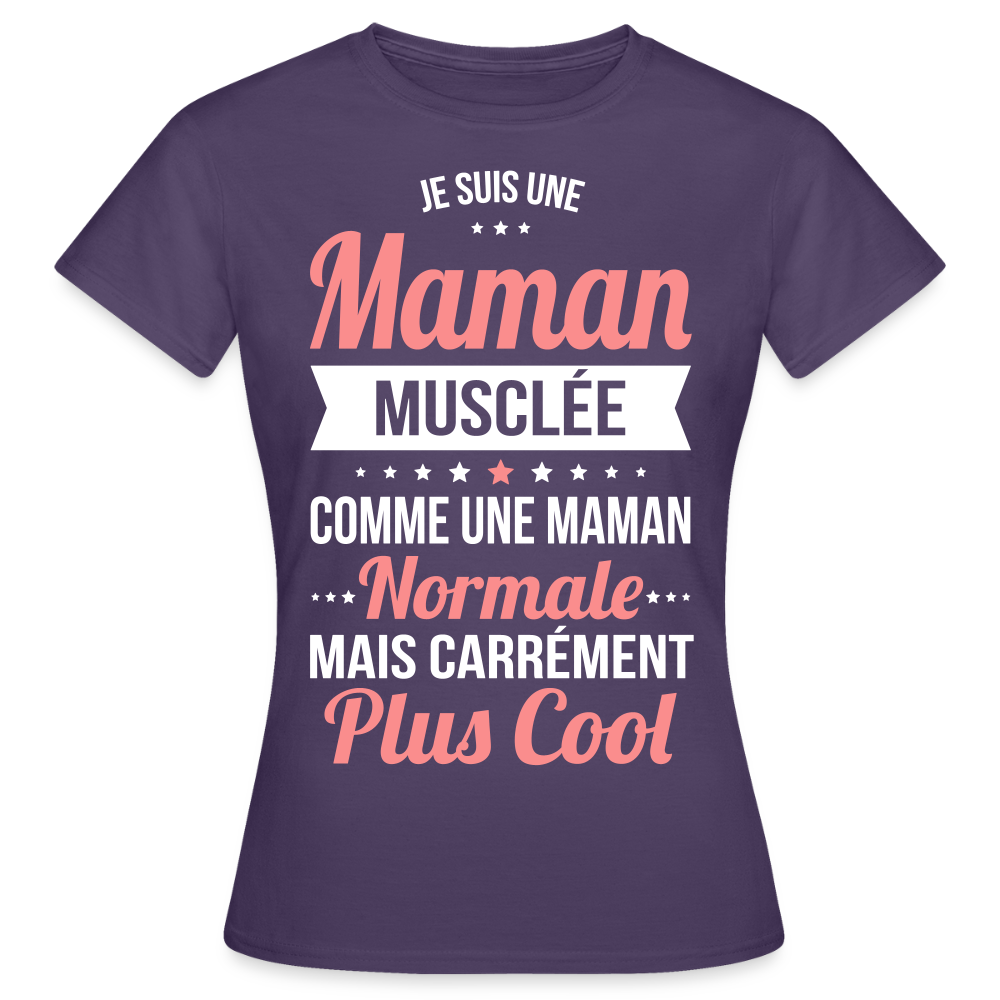 T-shirt Femme - Maman musclée plus cool - violet foncé