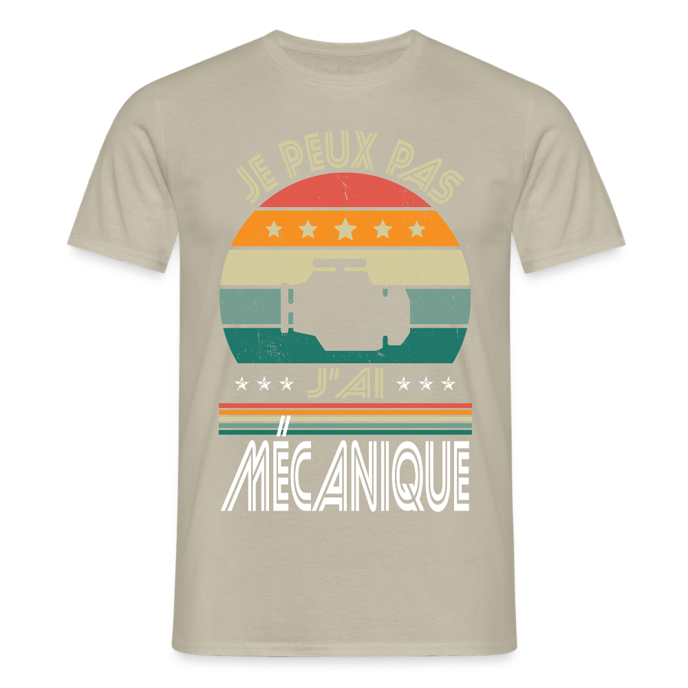 T-shirt Homme - Je peux pas j'ai Mécanique - beige sable