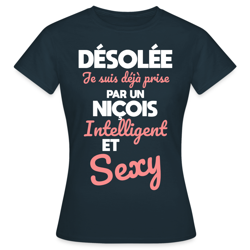T-shirt Femme - Je suis déjà prise par un Niçois intelligent et sexy - marine