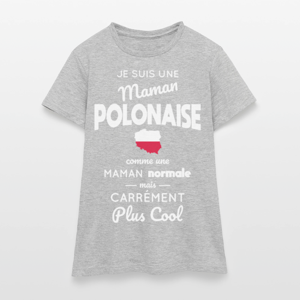 T-shirt Femme - Maman Polonaise plus cool - gris chiné