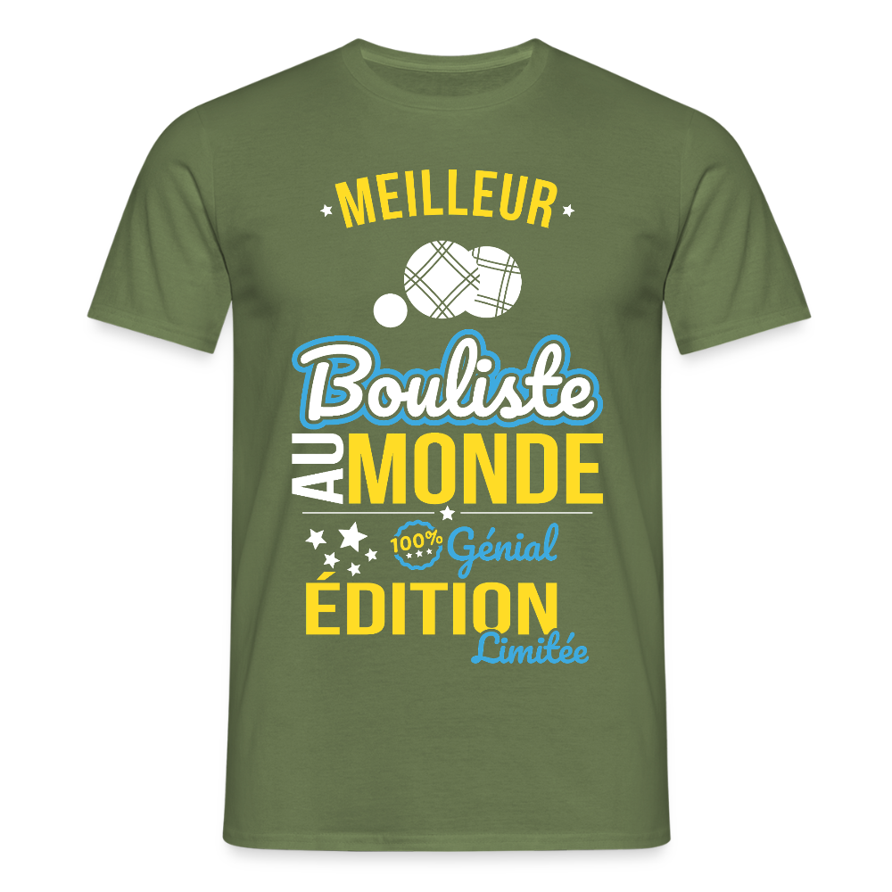 T-shirt Homme - Meilleur Bouliste au monde - 100% génial - vert militaire
