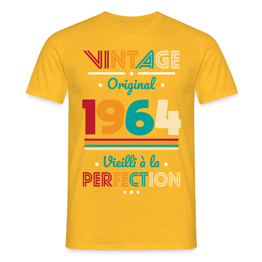 T-shirt Homme - Anniversaire 61 Ans - Vintage Original 1964 - jaune
