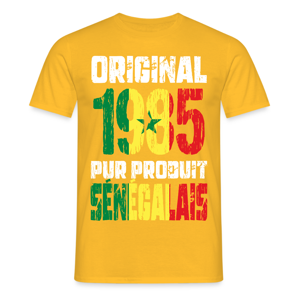 T-shirt Homme - Anniversaire 40 Ans - Original 1985 - Pur produit Sénégalais - jaune