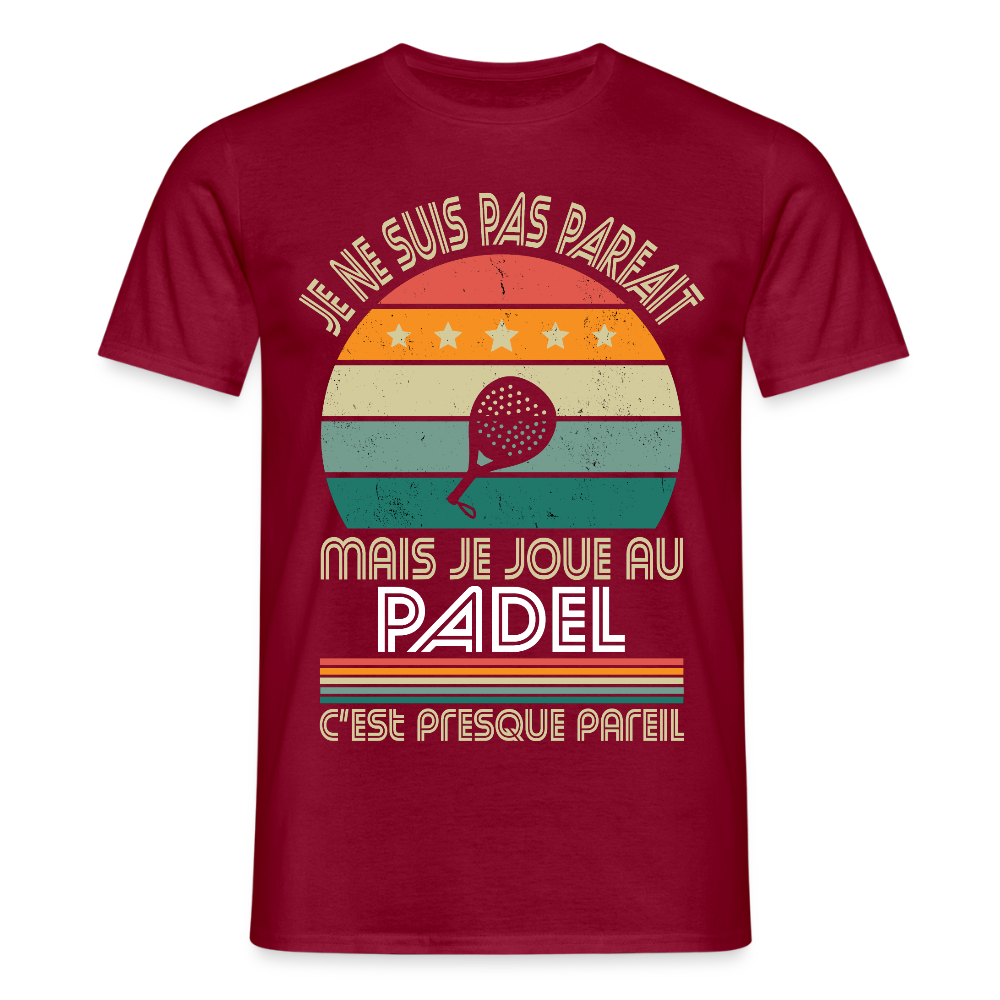 T-shirt Homme - Je ne suis pas parfait mais je joue au Padel - rouge brique